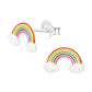 Silver Rainbow Stud Earrings - Epoxy - Glitter - Red