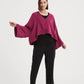 V Neck Oversized Layer Top Fuschia