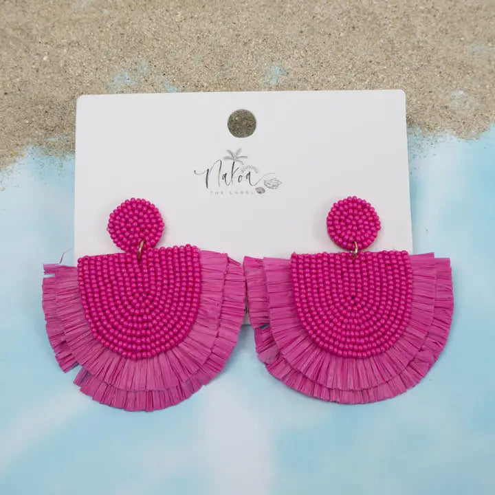 Tropics Beaded Raffia Earrings (5 Assorted Colours)