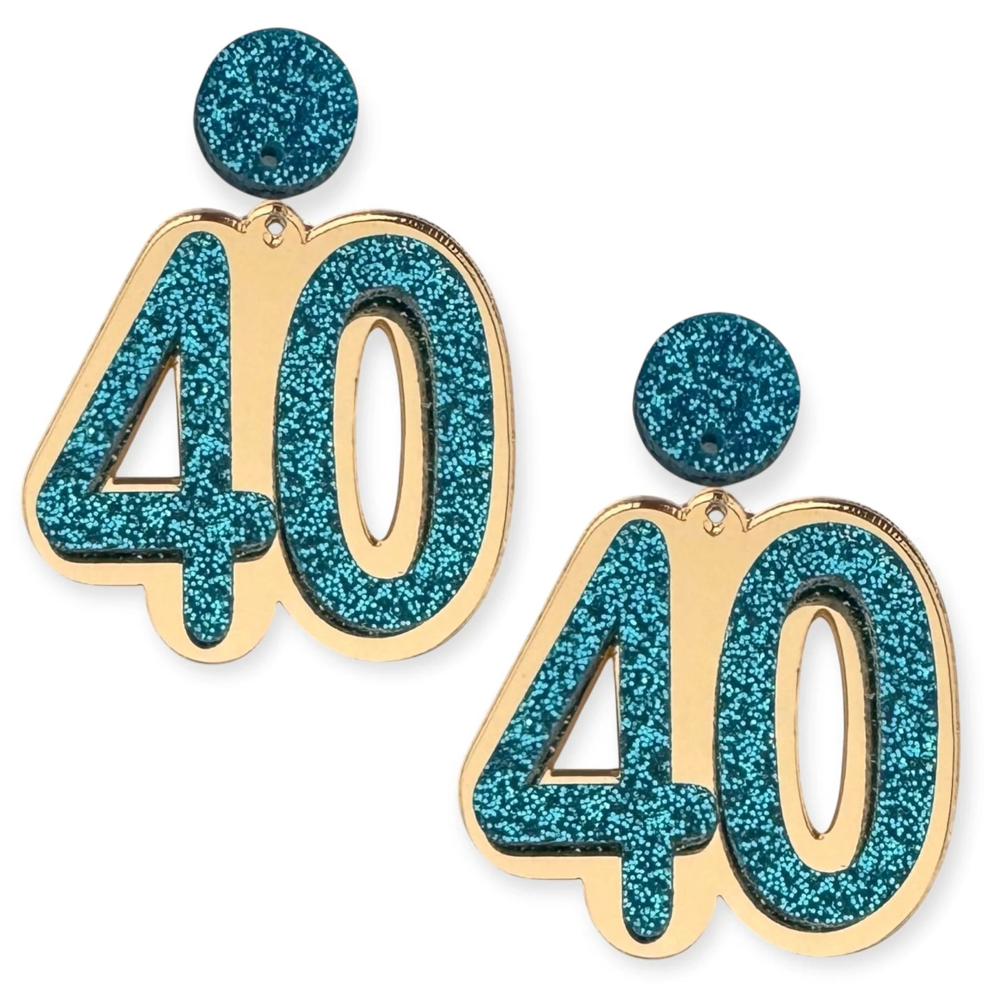 40 Birthday Earrings  (Gold / Green)
