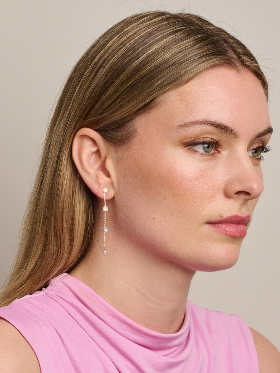Rose Gold Blue Hanging Crystal Earring