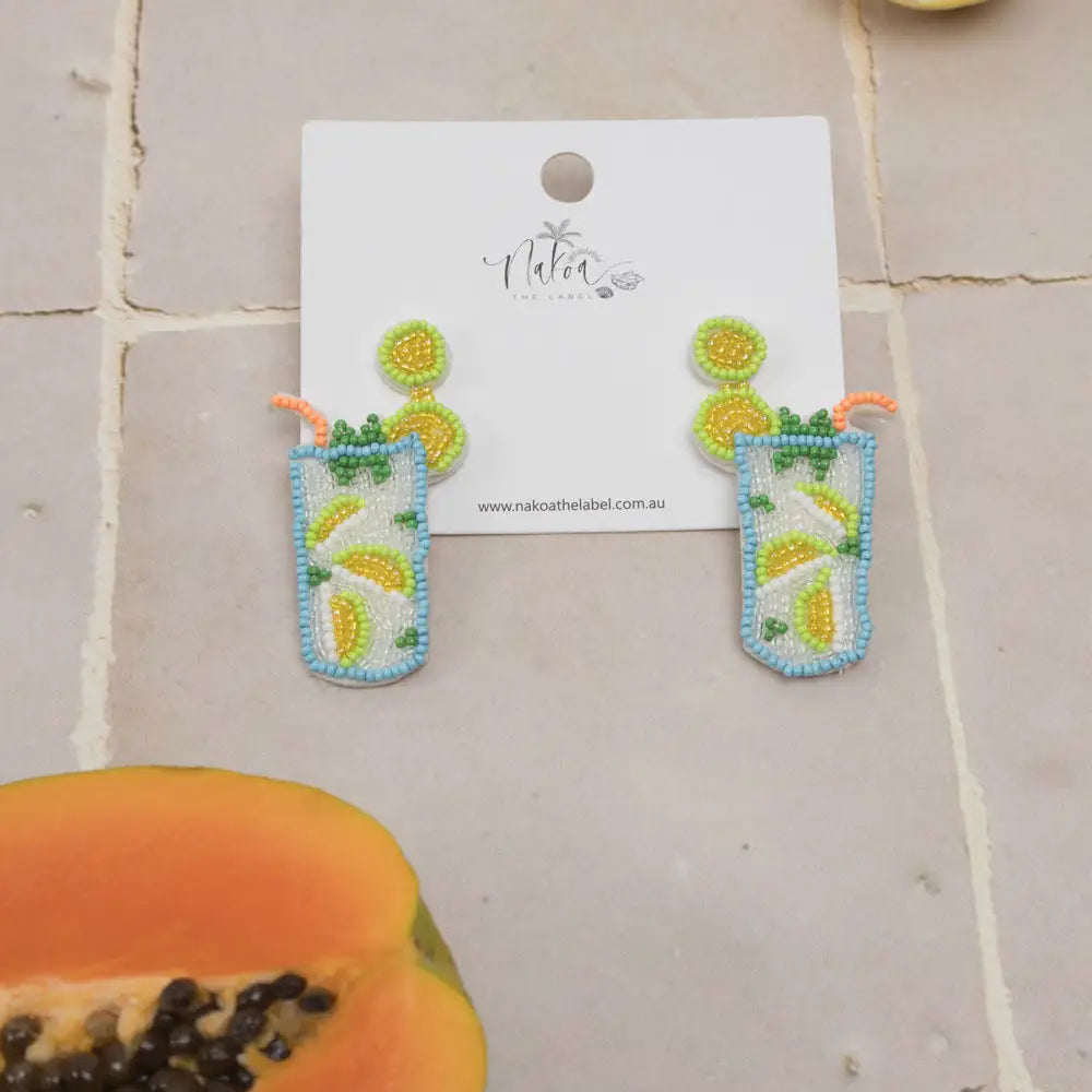 Cocktail Beaded Earrings - Mojito