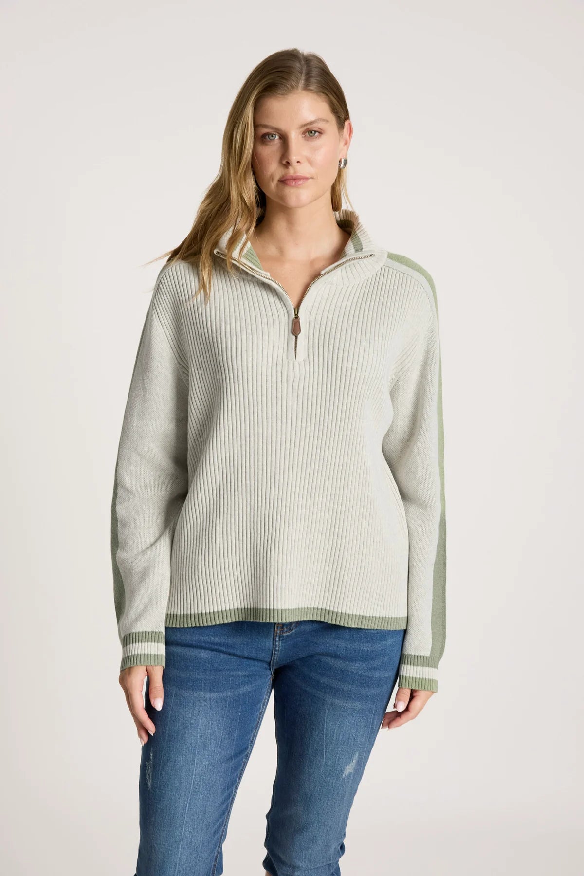 Liora Zip Jumper - Bisque/Sage
