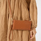 Vegan Leather New Haven Crossbody Wallet - Tan