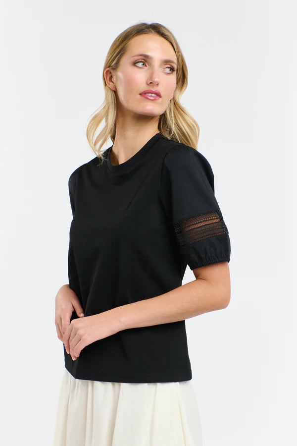 Alex Cotton Sleeve Tee - Black