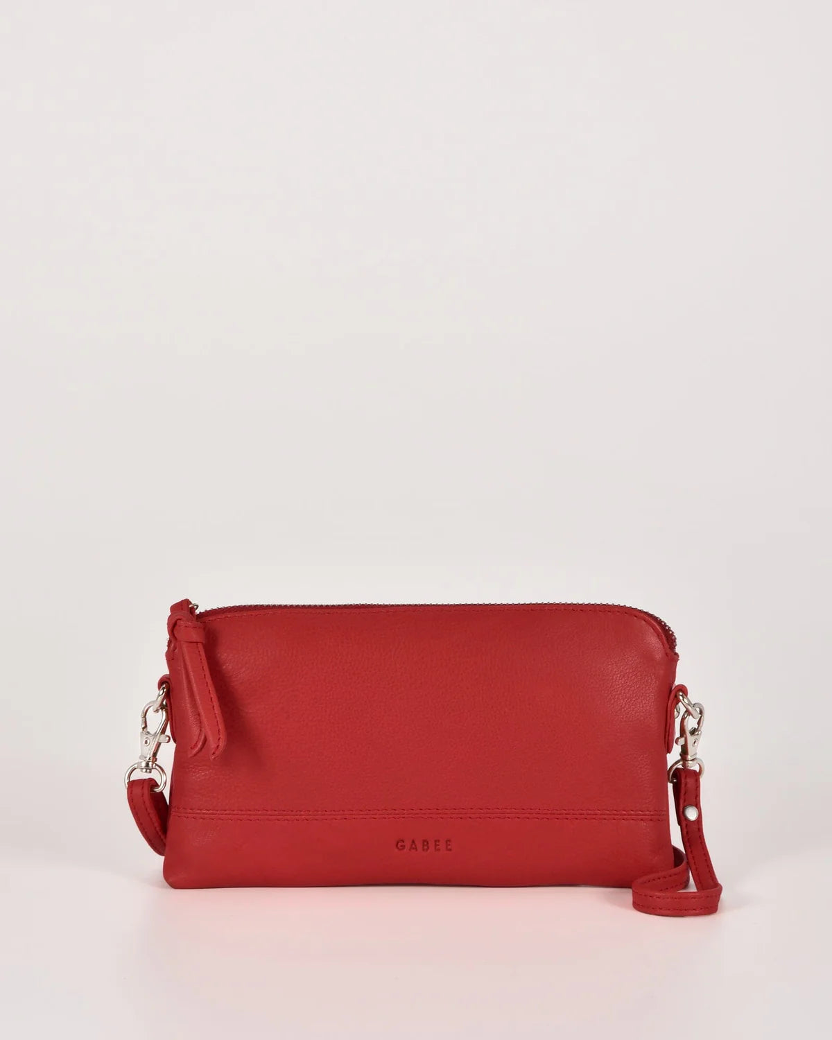 Kara Leather Purse with Strap - Red