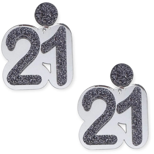 21 Birthday Earrings (Silver/Black)