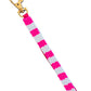Stripey Beaded Keychain - Hot Pink