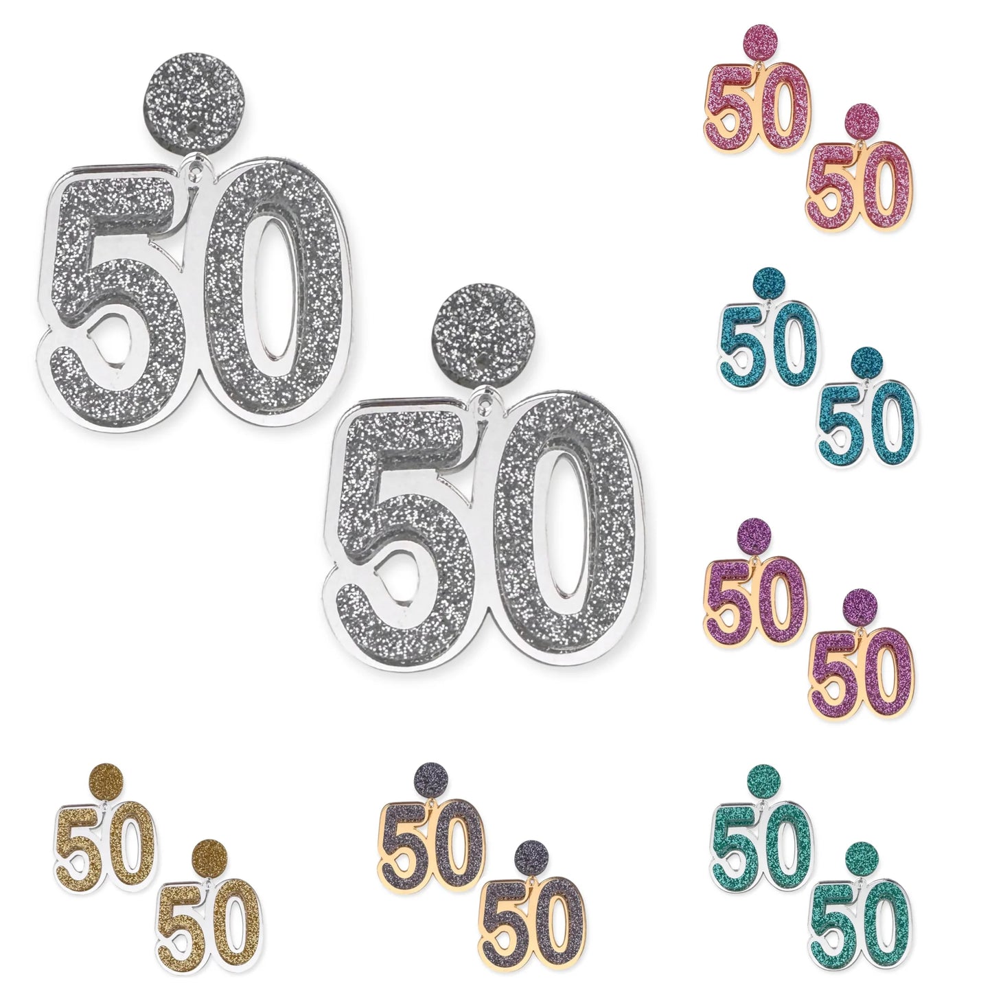 50 Birthday Earrings Silver / Silver