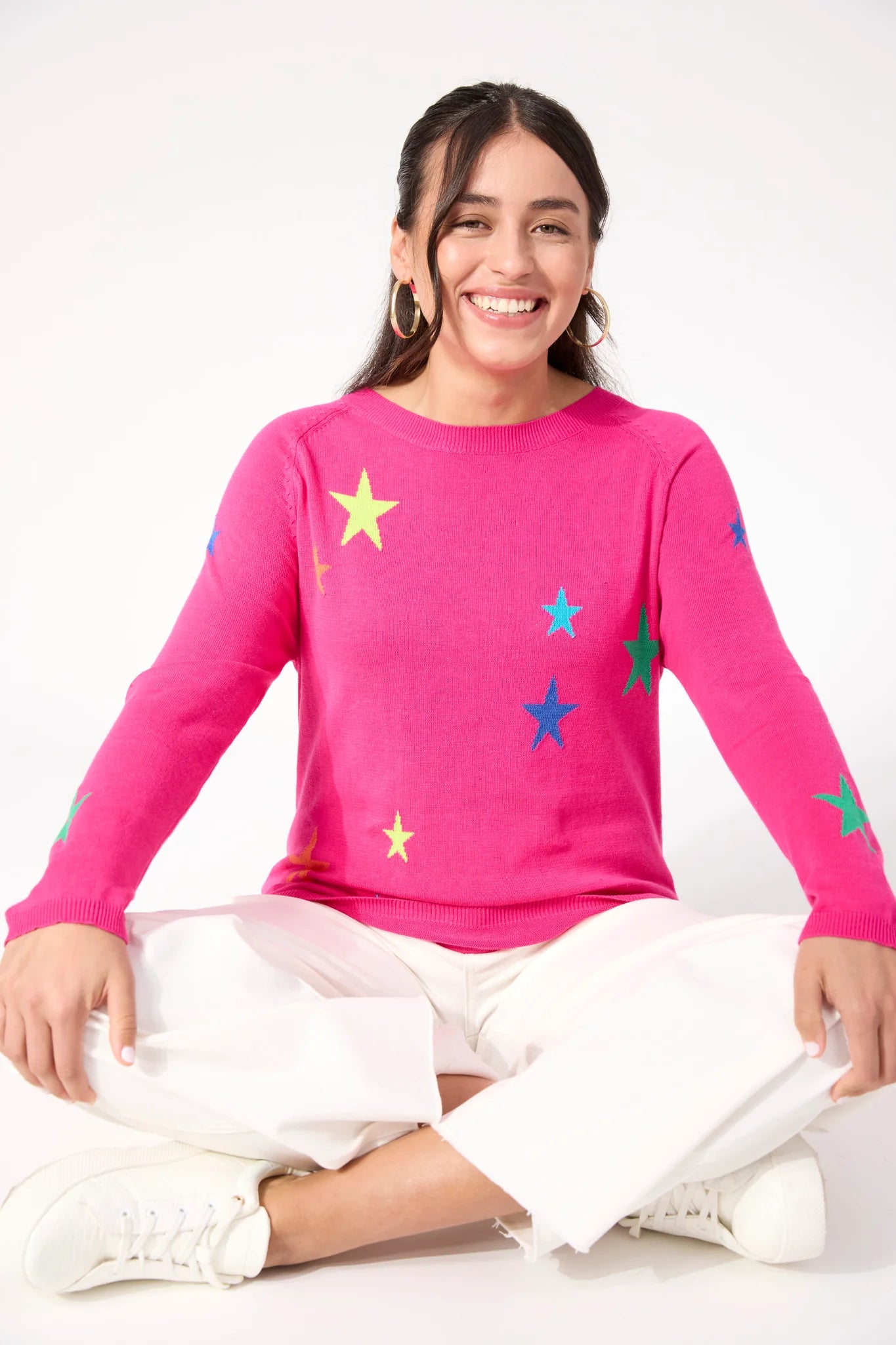 Vermont Star Crew Jumper - Hot Pink