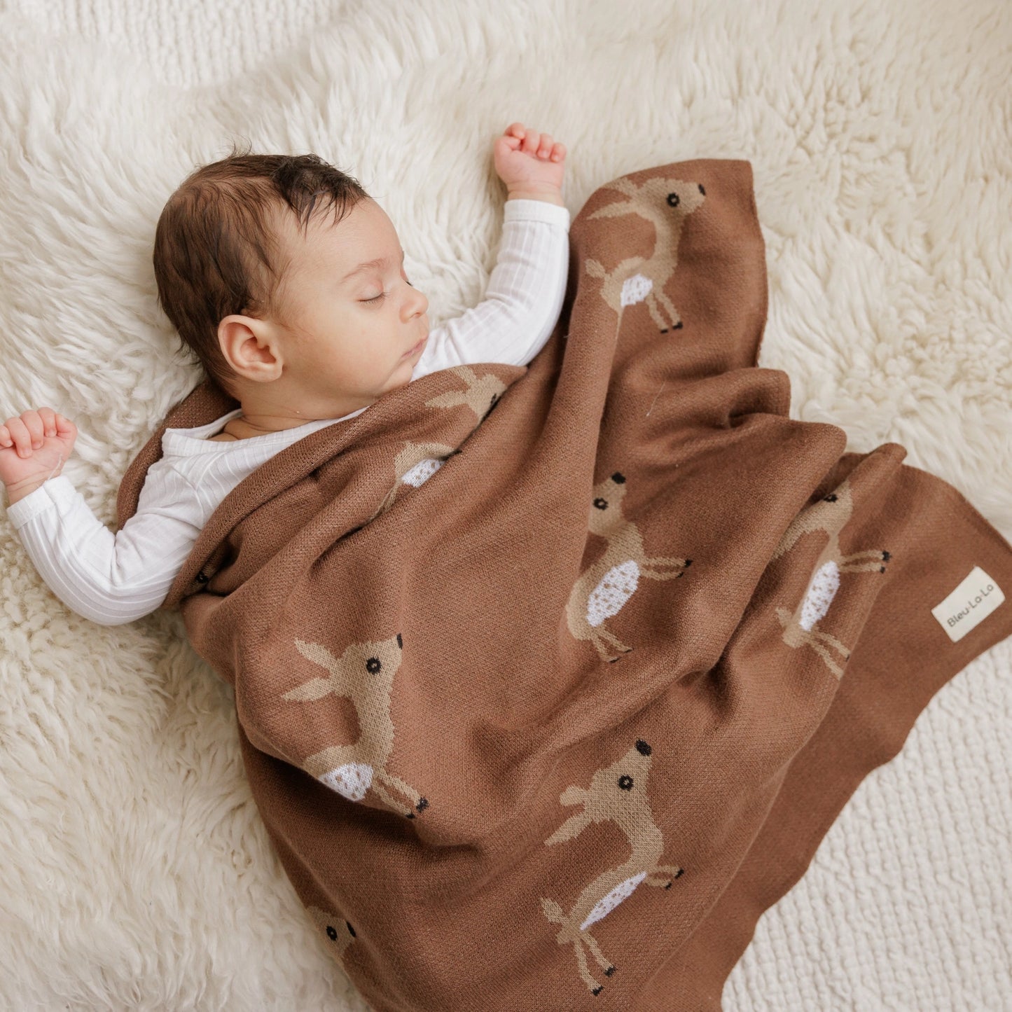 100% Cotton Baby Blanket - Deer Mocha