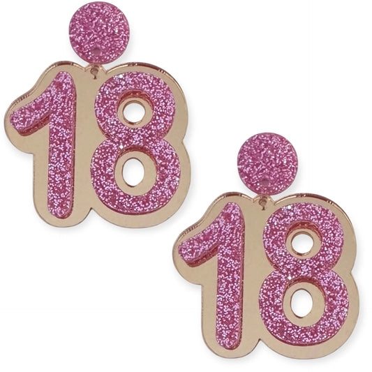 18 Birthday Earrings (Gold / Pink)
