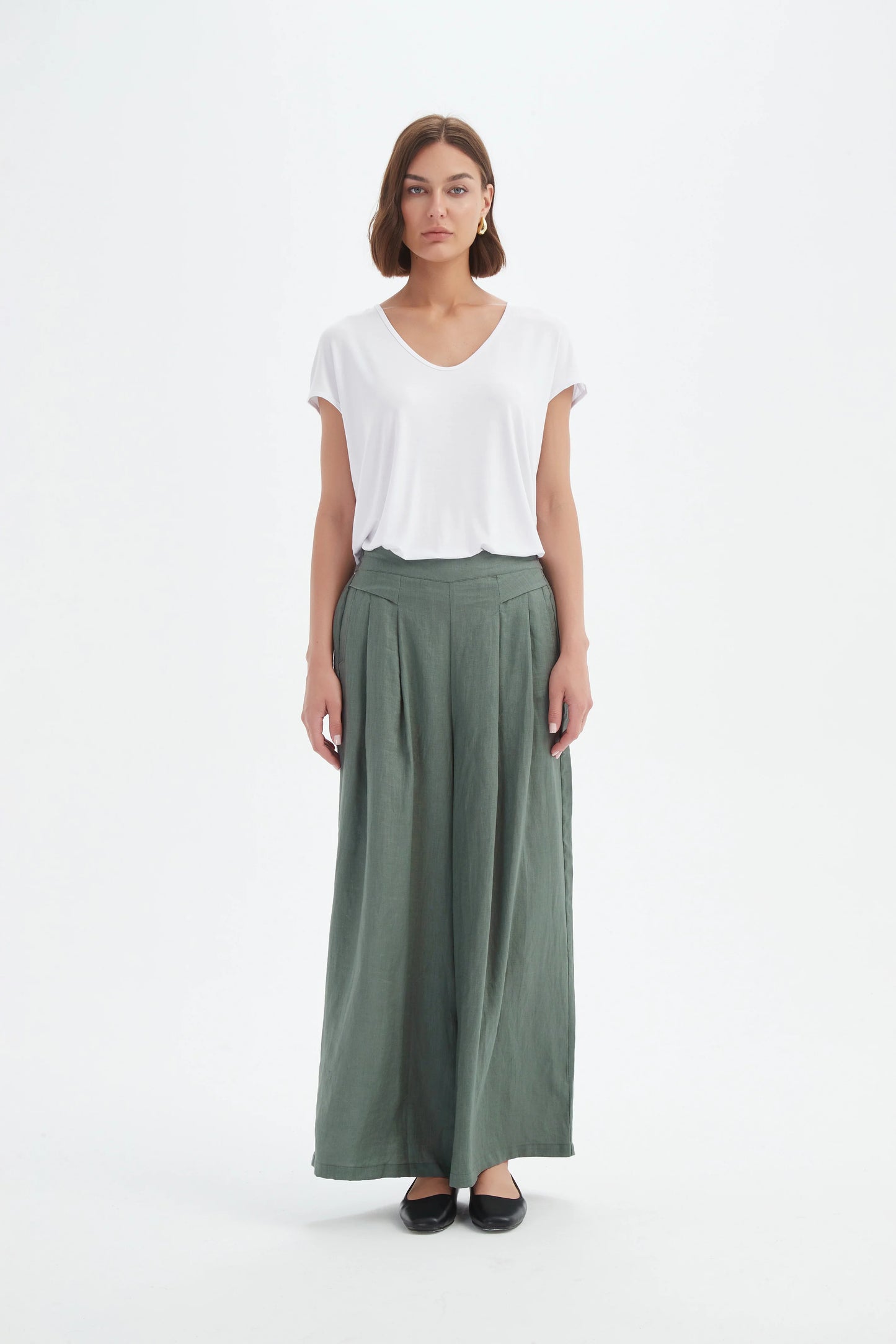 Pleat Front Palazzo Pant Petrol
