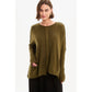 Boxy Rib Sleeve Knit - Khaki
