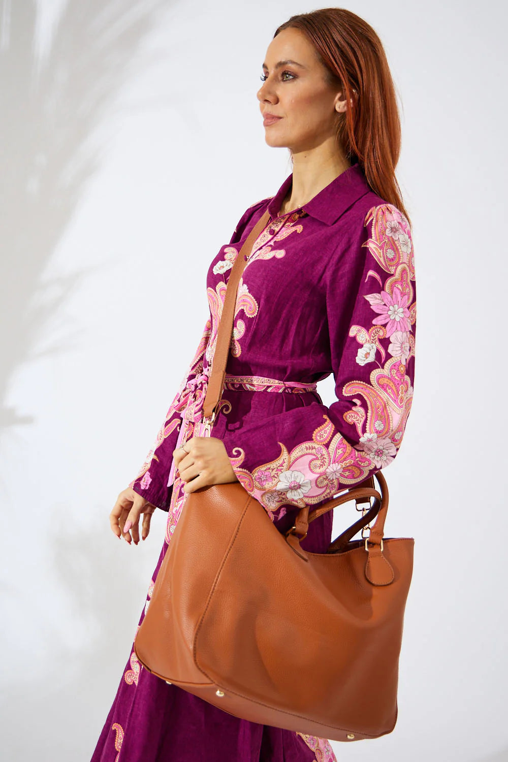 Vegan Leather Los Angeles Oversized Tote Bag - Tan