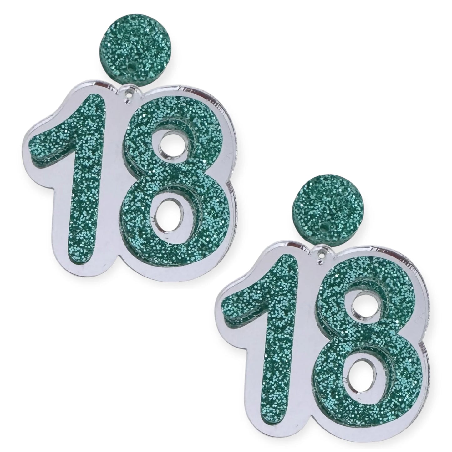 18 Birthday Earrings (Silver / Aqua)