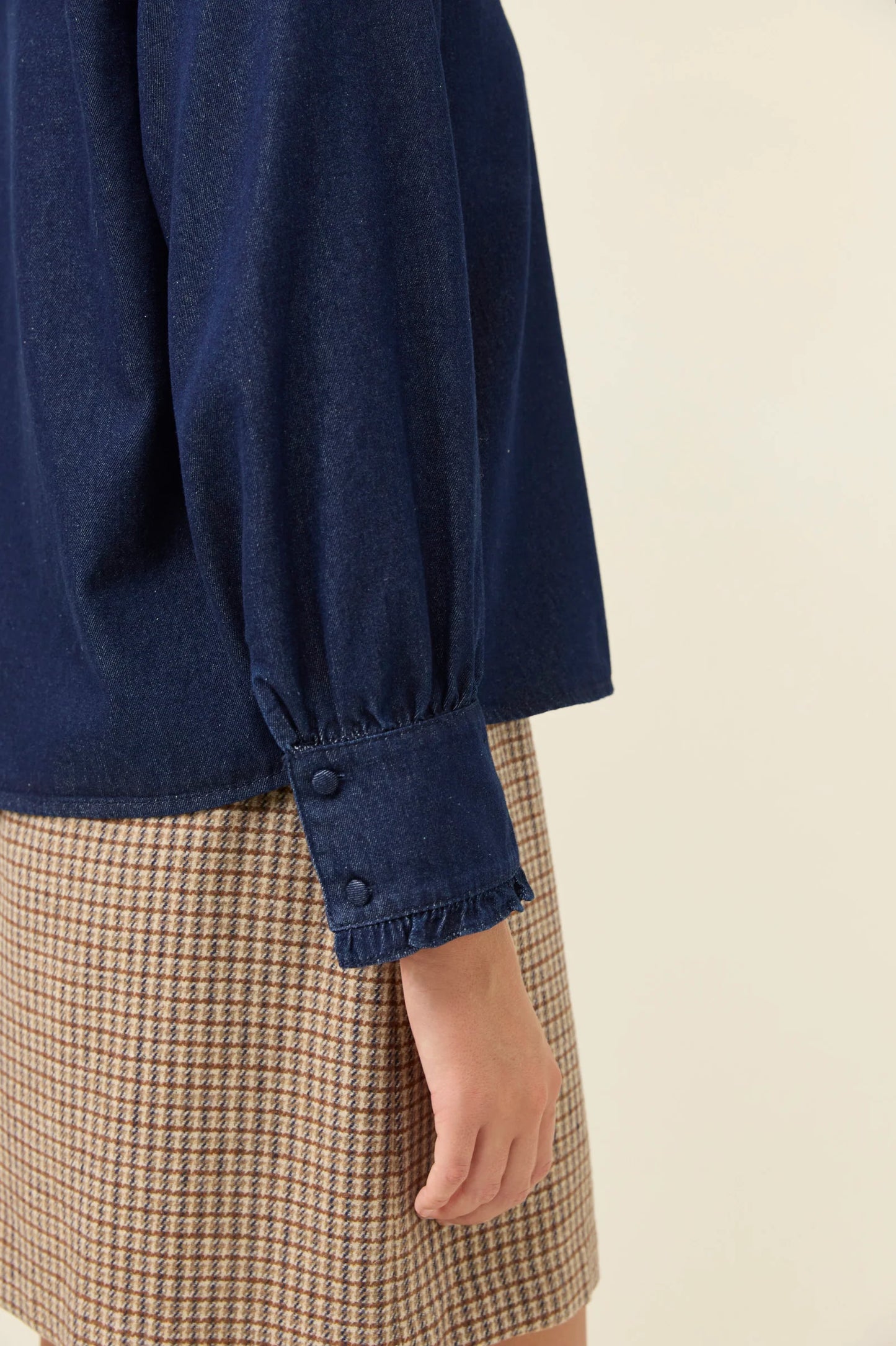 Sloane Denim Frill Shirt Indigo