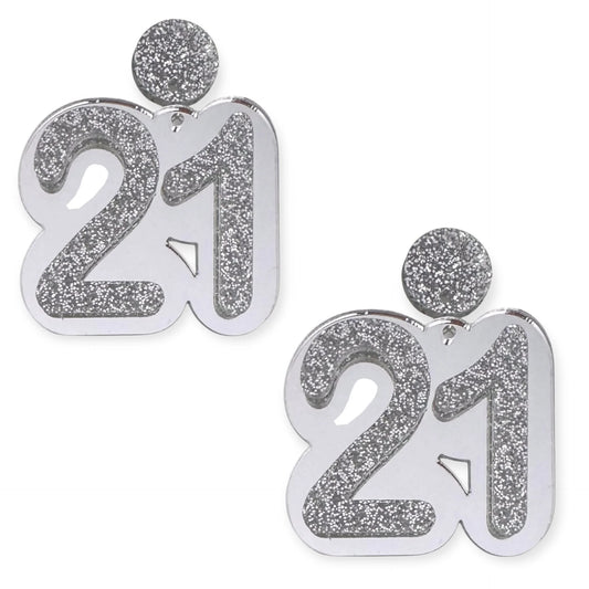 21 Birthday Earrings (Silver/Silver)