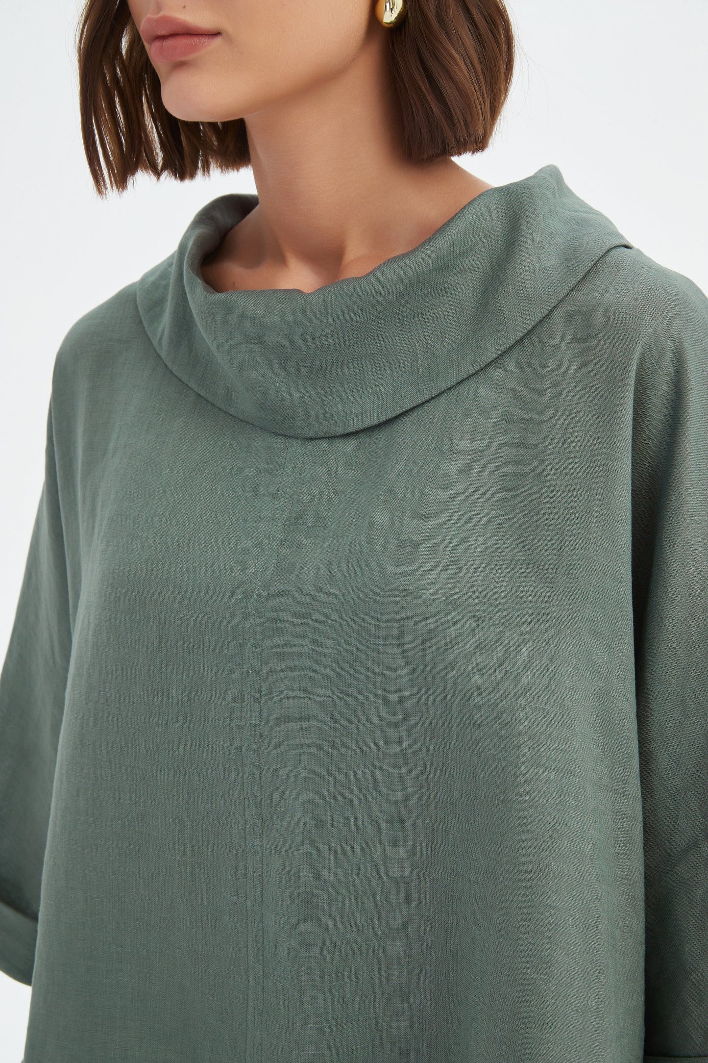 Funnel Neck Boxy Top - Petrol