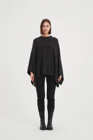 V Detail Oversized Knit Charcoal (One Size)