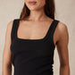 Zaeli Contour Rib Square Neck Tank / Black