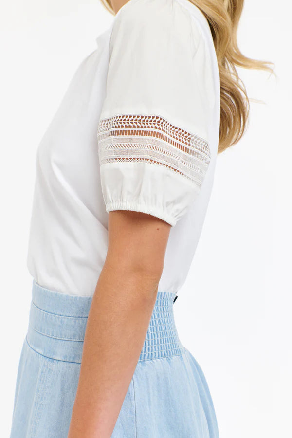 Alex Cotton Sleeve Tee - White