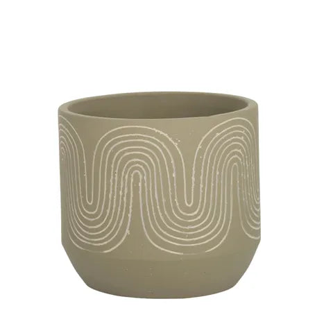 Swirled Cement Pot 17.5x16cm Taupe