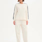 STRIPE SLEEVE SWEAT - CREAM & NAVY