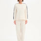 STRIPE SLEEVE SWEAT - CREAM & NAVY