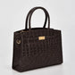Arlie Croc Leather Tote Bag - Chocolate
