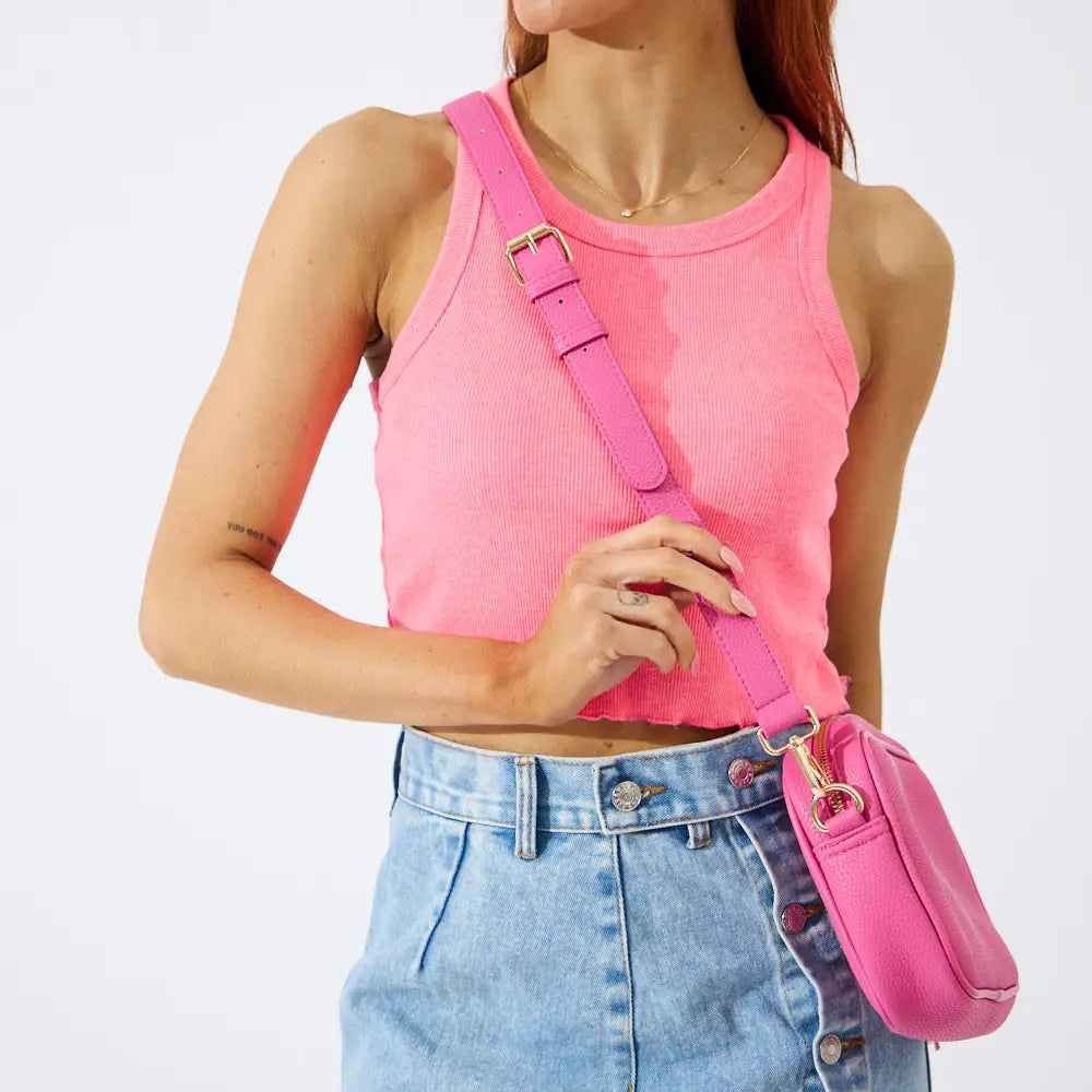 Vegan Leather Sandy Springs Crossbody - Bubblegum