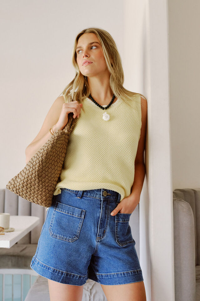 Esther Denim Patch Pocket Short Fresh Indigo