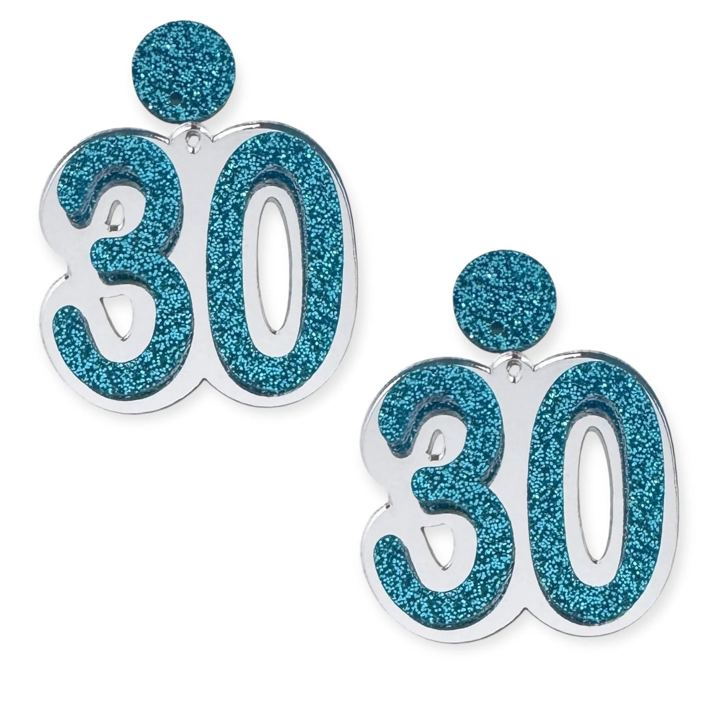 30 Birthday Earrings (Silver / Aqua)