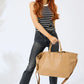 Vegan Leather Los Angeles Oversized Tote Bag - Beige