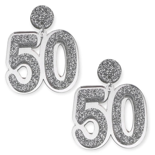 50 Birthday Earrings Silver / Silver