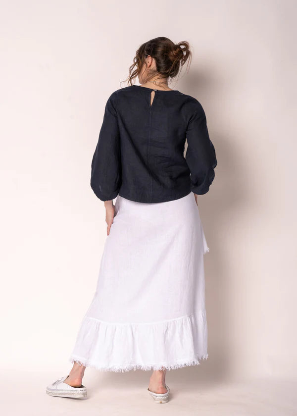 “Gessica Linen Skirt White