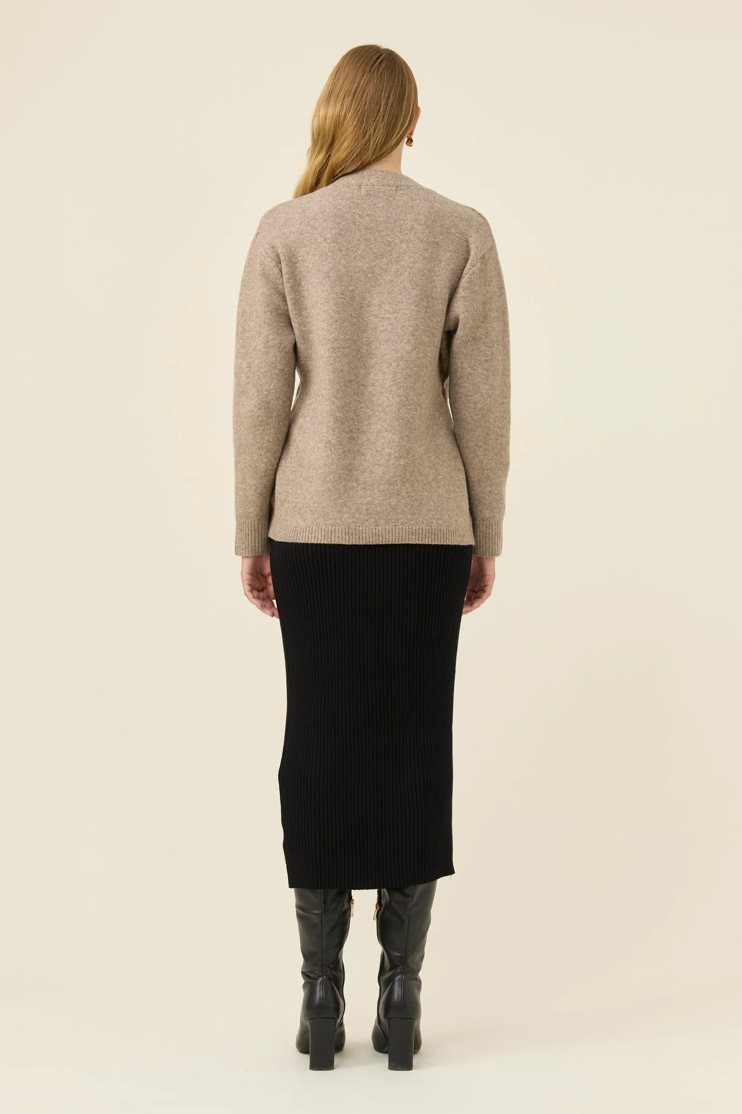 Miru Button Cardigan - Stone