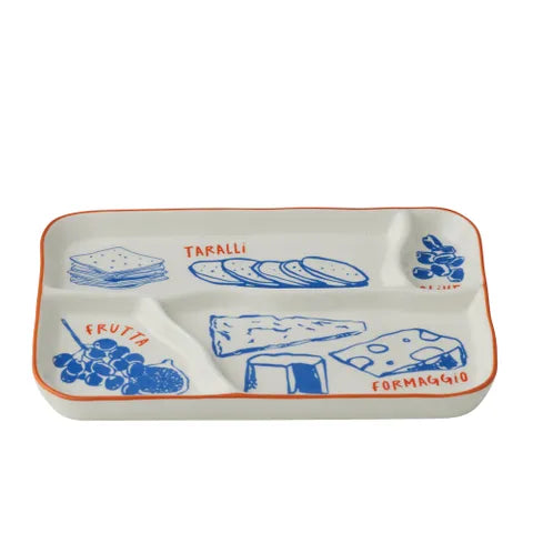 Deli Ceramic Divided Cheese Platter 24x16cm