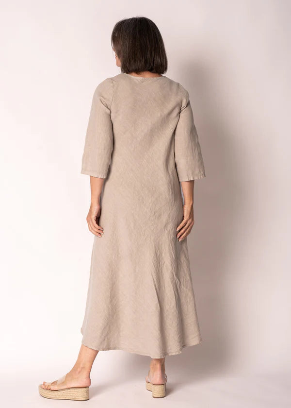 Brontie Linen Dress Latte