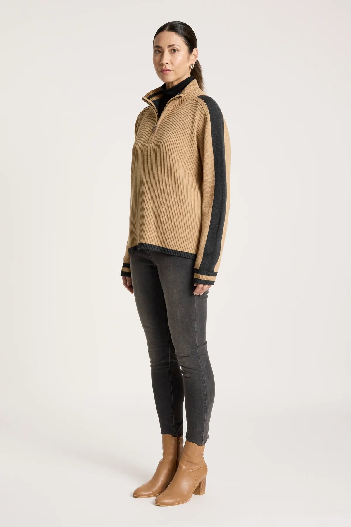 Liora Zip Jumper - Mocha/Char