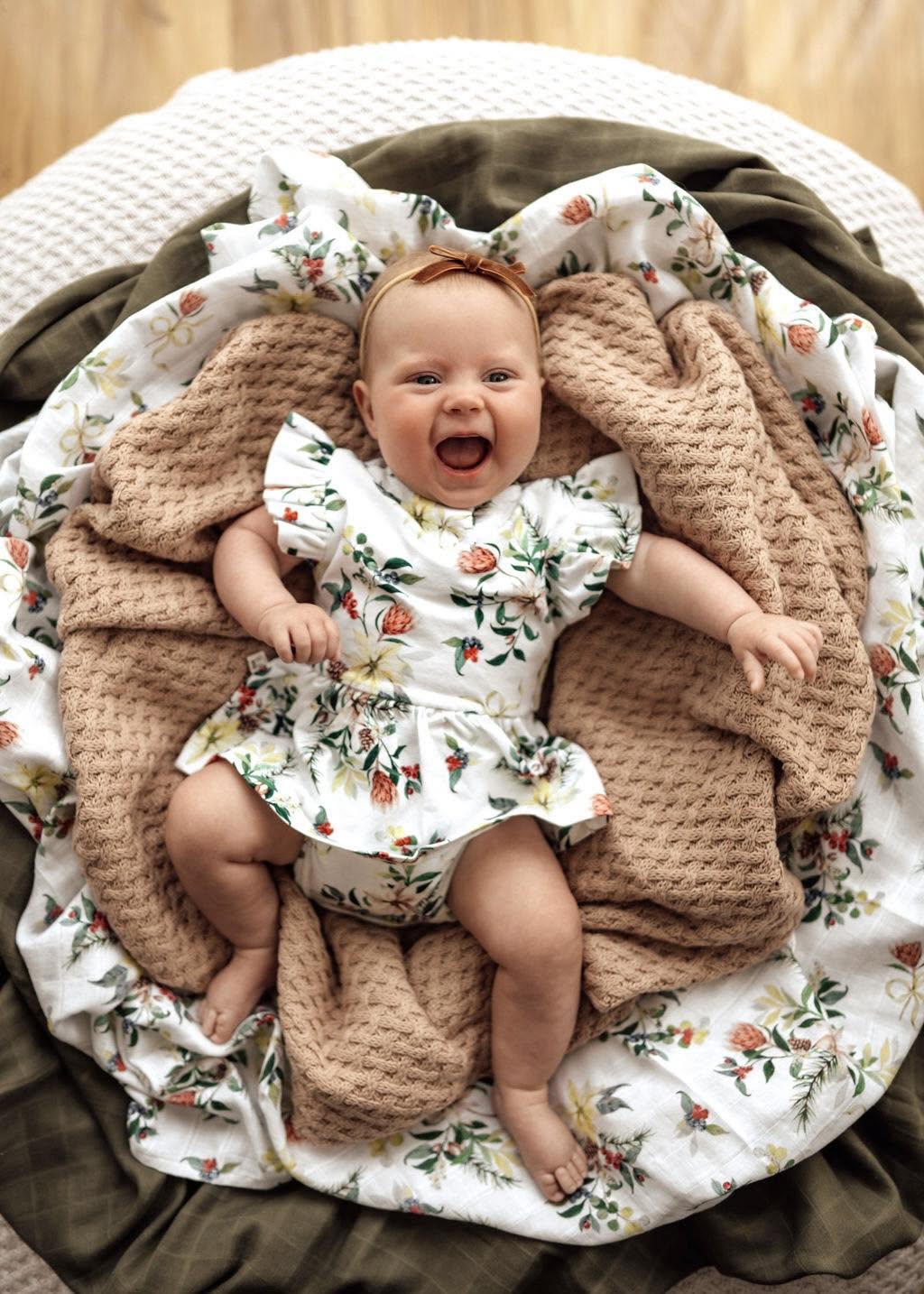 Hazelnut Diamond Knit Organic Baby Blanket