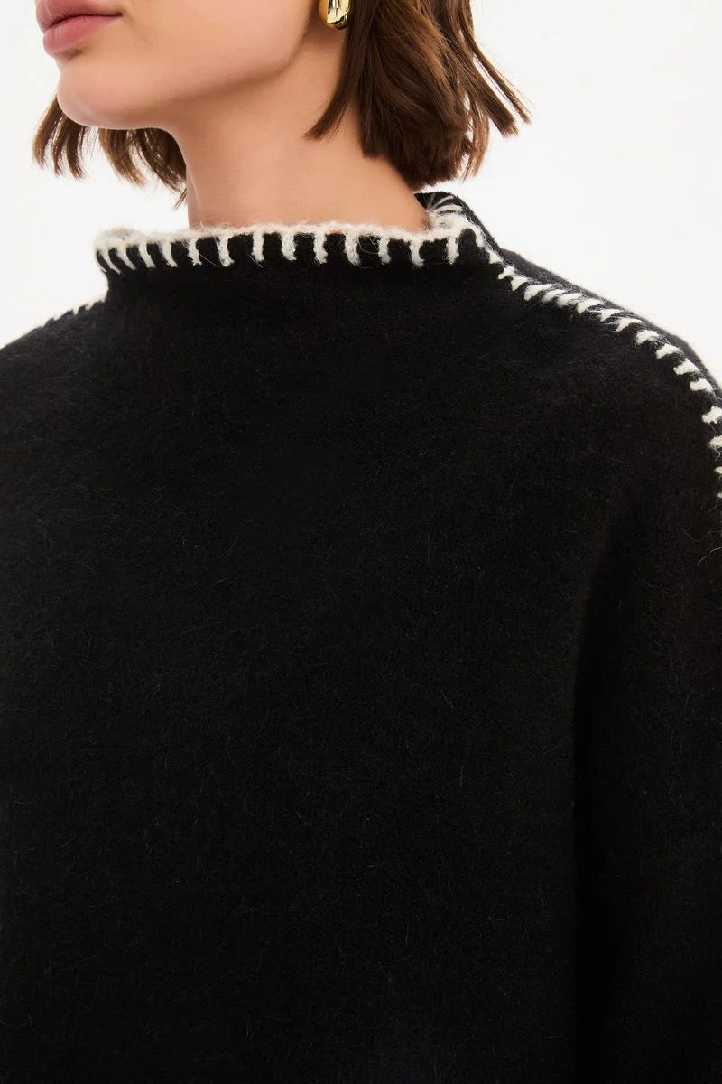 Contrast Stitch Detail Knit - Black