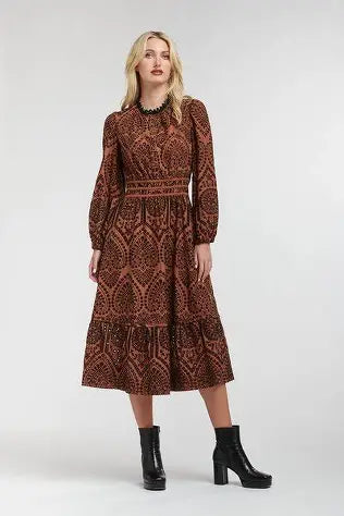 Evermore Dress - Cognac / Black