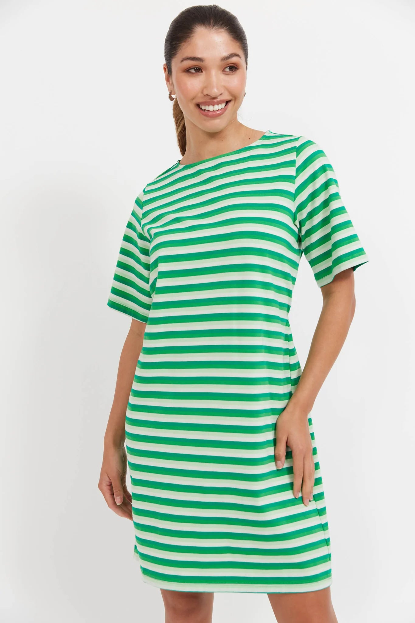 Limon Stripe Tee Dress - Green