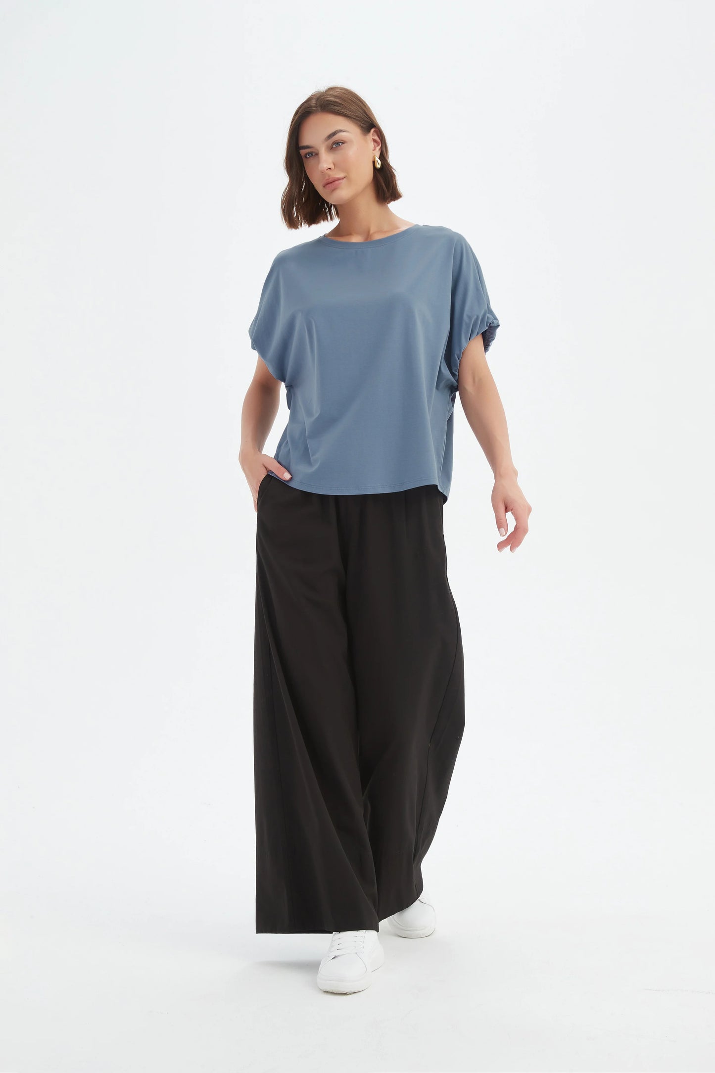 Bubble Sleeve Tee - Steel Blue