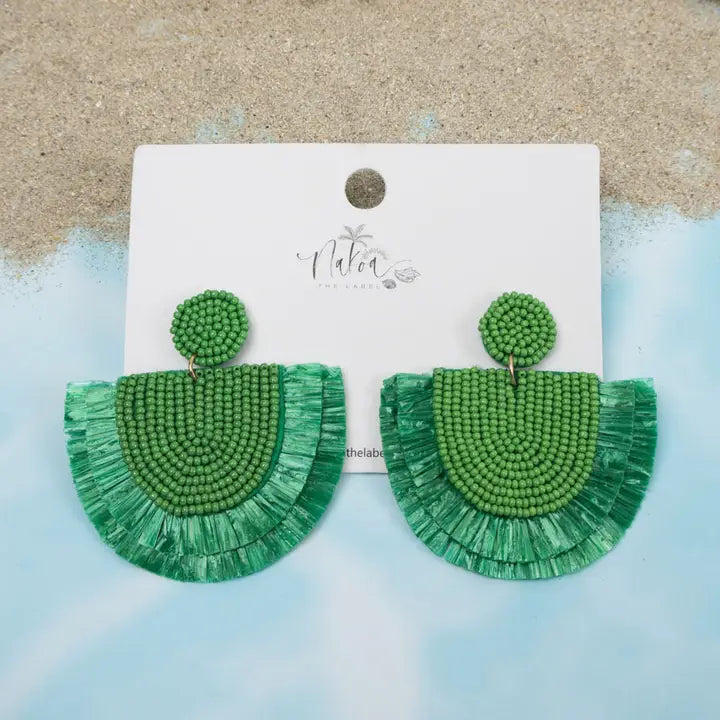 Tropics Beaded Raffia Earrings (5 Assorted Colours)