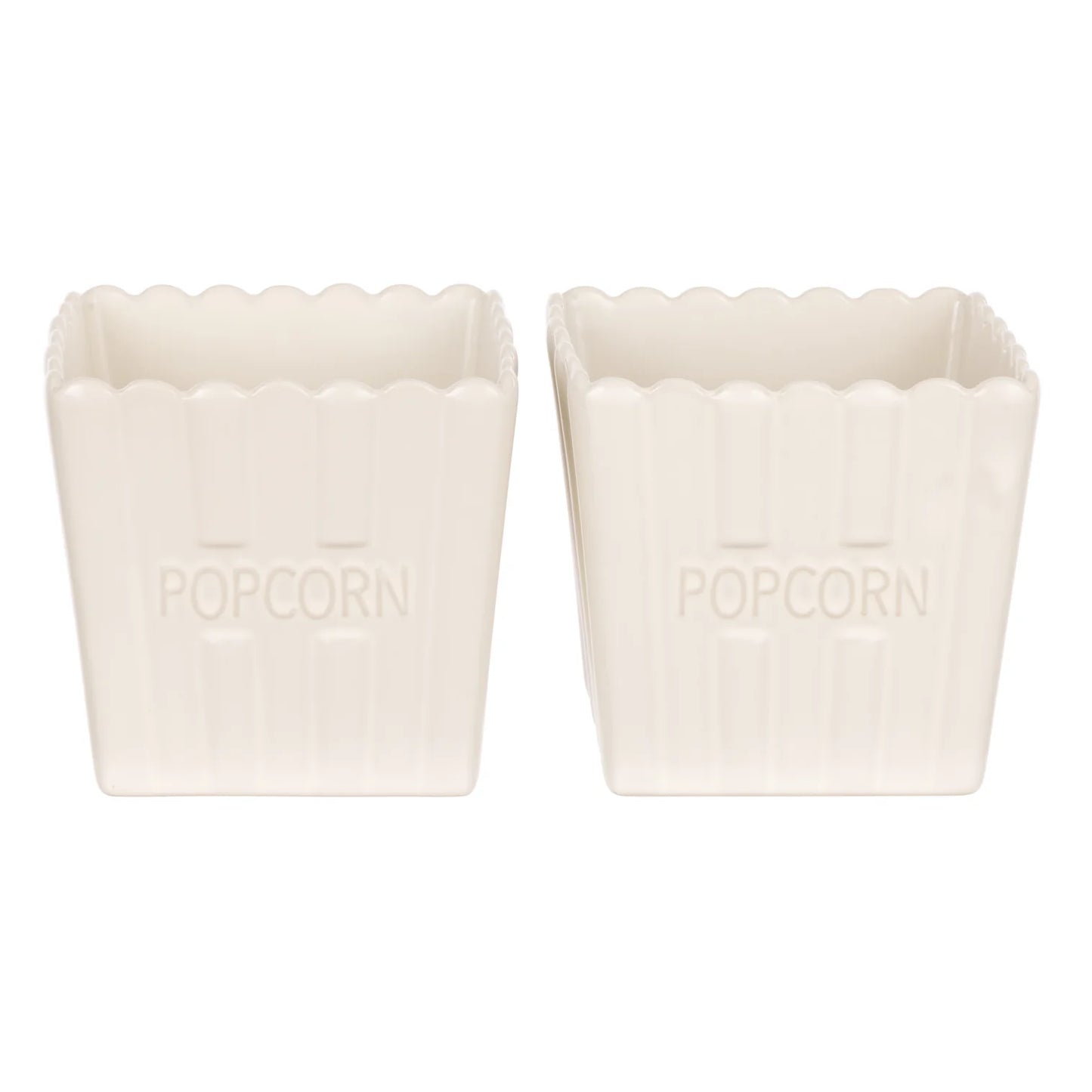 Peggy Small Stoneware Popcorn Bowls 2pcs Set Off Whit