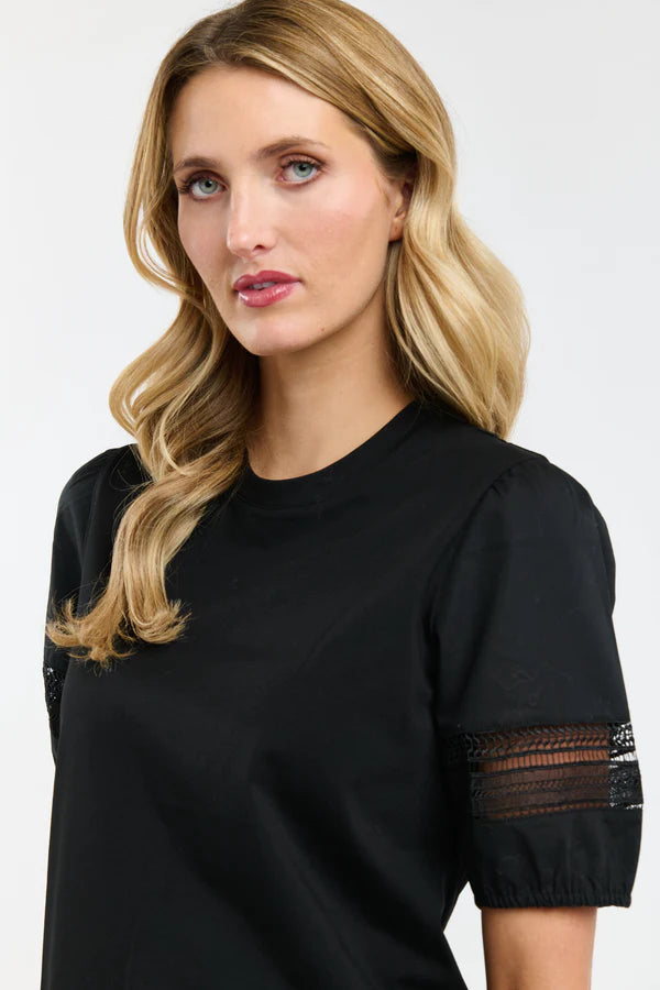 Alex Cotton Sleeve Tee - Black