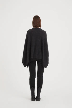 V Detail Oversized Knit Charcoal (One Size)
