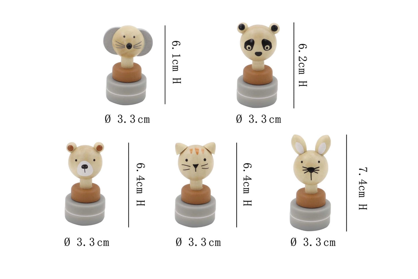 Wooden Stamper with Ink  (Assorted animals)